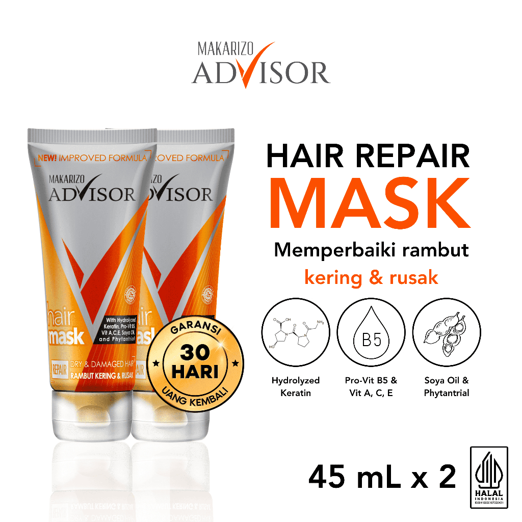 PAKET ISI 2 - Makarizo Advisor Hair Repair Mask 45mL - Masker Rambut / Hair Mask / Rambut Lembut