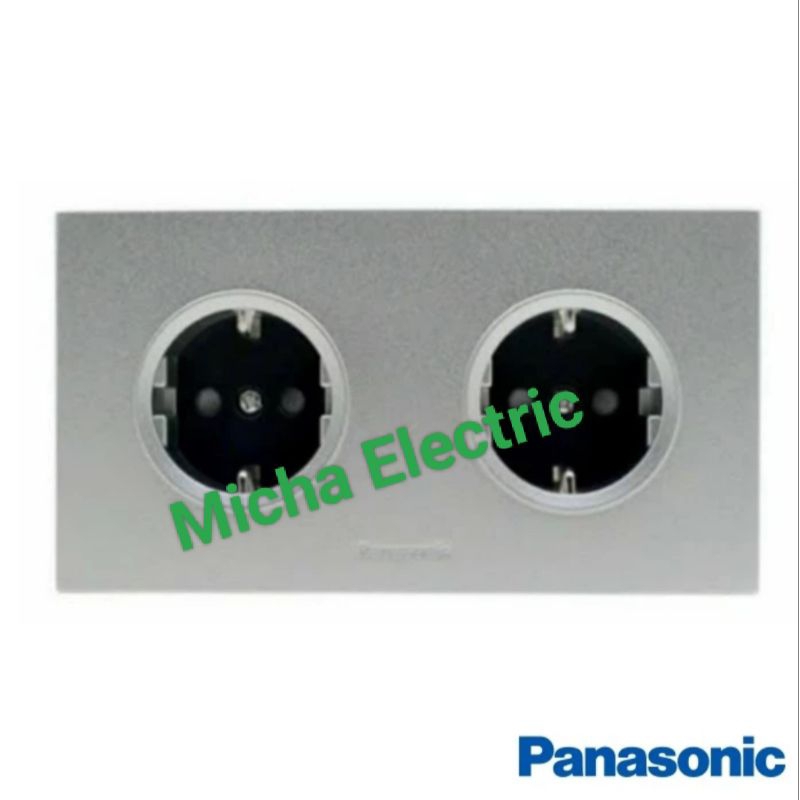 Panasonic Stop Kontak 2 Gang Minimalis Silver/ Stop Kontak + Stop Kontak Minimalis Silver Inbow