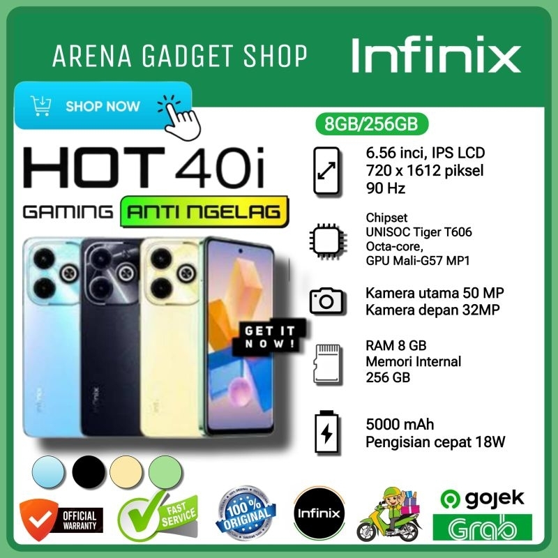 Infinix Hot 40i Ram 8/256GB New Garansi Resmi Infinix 8+8/256GB Hot40i