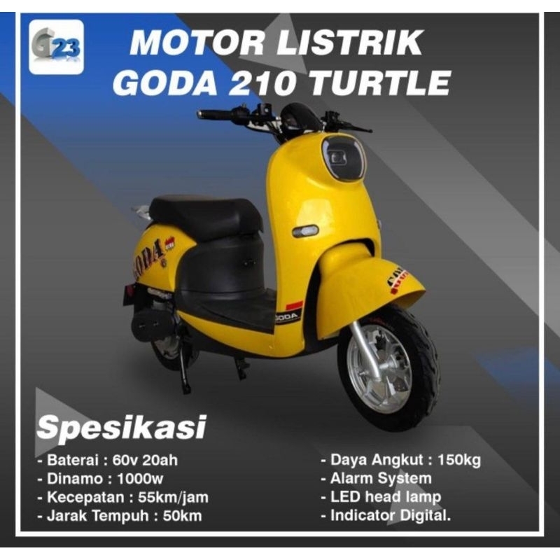 Harga Subsidi Sepeda Motor Listrik GODA NEW TURTLE 210 Skuter Electric Vespa Elektrik Scooter Garans