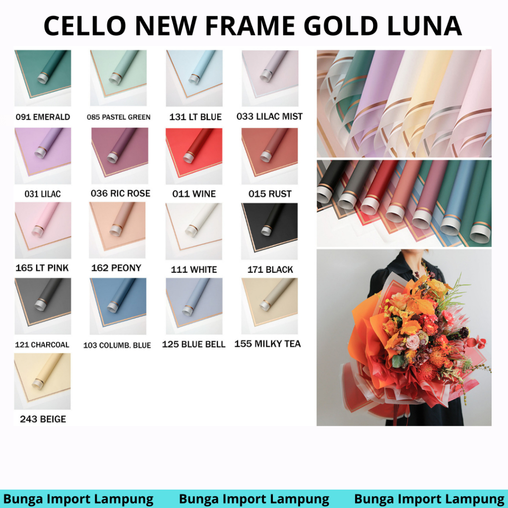 

( Pack ) Cellophane Kertas Buket New Frame luna Flower Wrapping