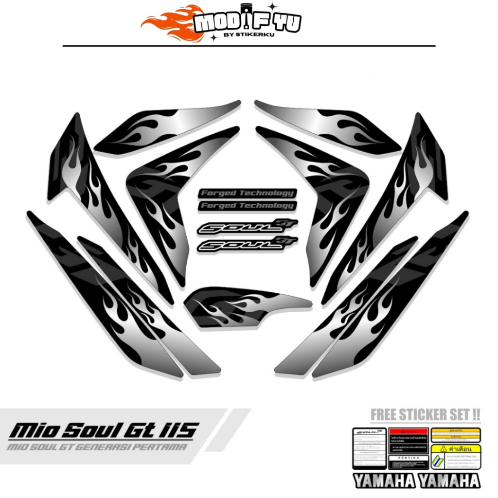 STRIPING SOUL GT 115 MOTIF 02 / TAHUN 2014 BLUECORE / GEN 1 / MIO SOUL GT 115/ LED / STIKER/ STICKER