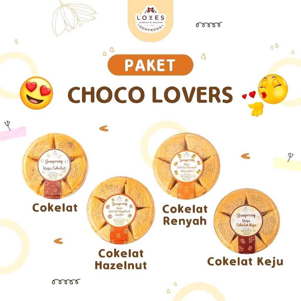 

LOVES SEMPRONG PAKET CHOCO LOVERS CEMILAN KUE KERING KEKINIAN MAKANAN RINGAN 100% HOMEMADE