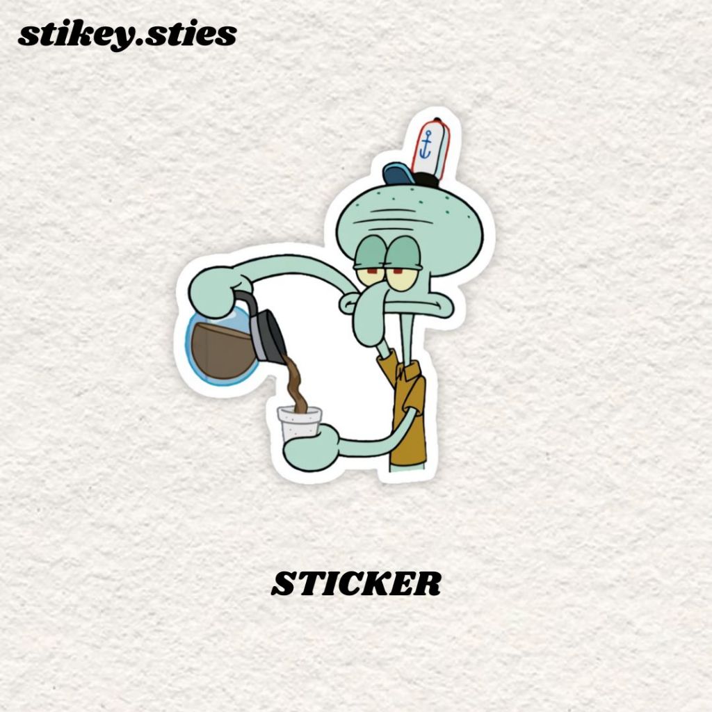 

STICKER KARTUN SQUIDWARD BRAND AESTHETIC ANTI AIR VINYL / STIKER HELM LAPTOP HP MOTOR TUMBLR TAS KOPER