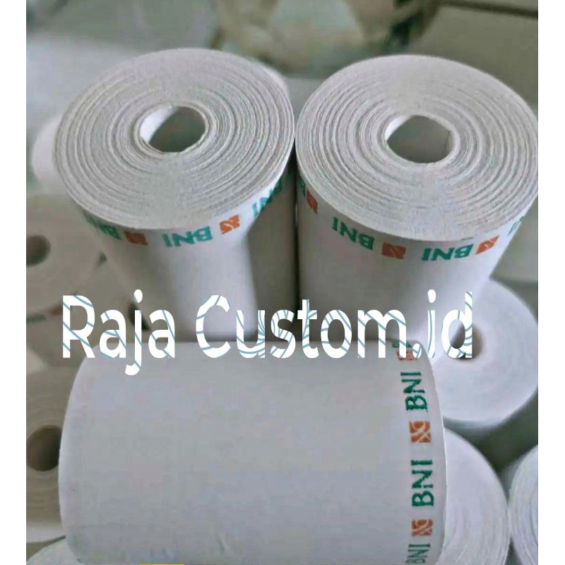 

Kertas Print Kasir Struk EDC Thermal Paper Roll Corelles Custom Logo Bank BNI Uk. 58x30 dan 58x40 Berkualitas