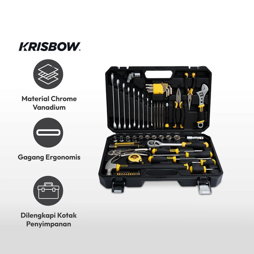 ACE KRISBOW - TOOL KIT 78 PCS - TOOLKIT BOX KOTAK SET PERKAKAS MEKANIK - OBENG TANG PALU KUNCI TOOLS