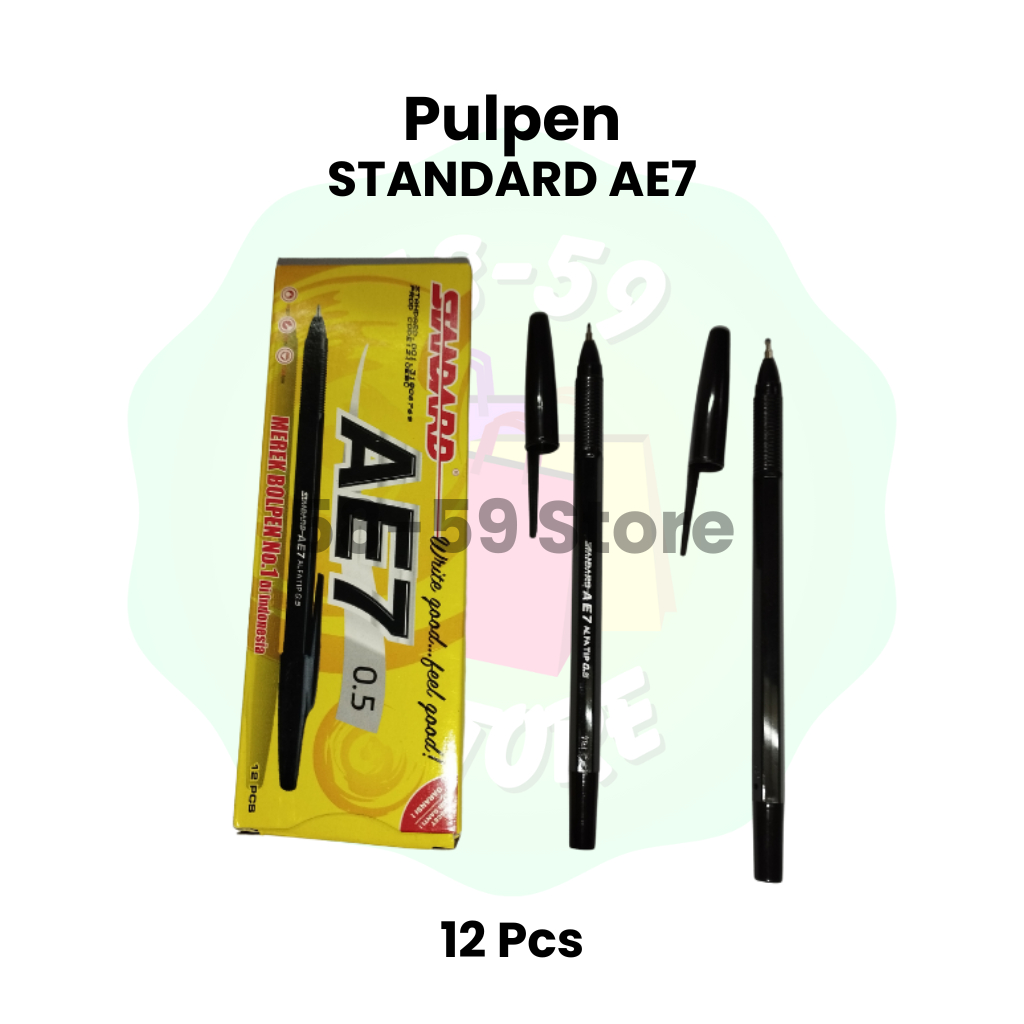 

STANDARD AE7 Pulpen Hitam 0.5 mm isi 12 Pcs