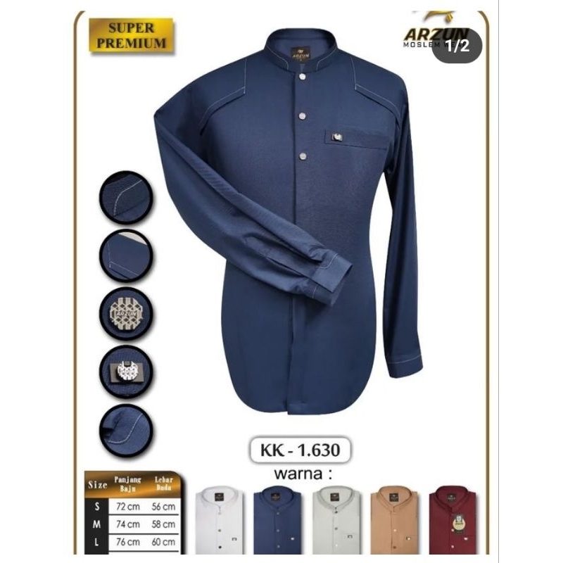 Koko Warna Pria Moderen Original Arzun. Koko Pria Premium Lengan panjang Lengan Pendek Variasi Warna