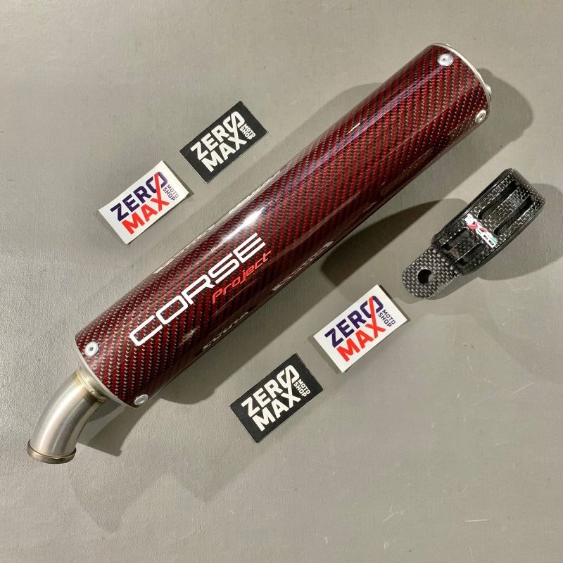 Silencer Knalpot CORSE PROJECT Original Red Twill Kevlar Carbon 2 Tak 2Tak 2T