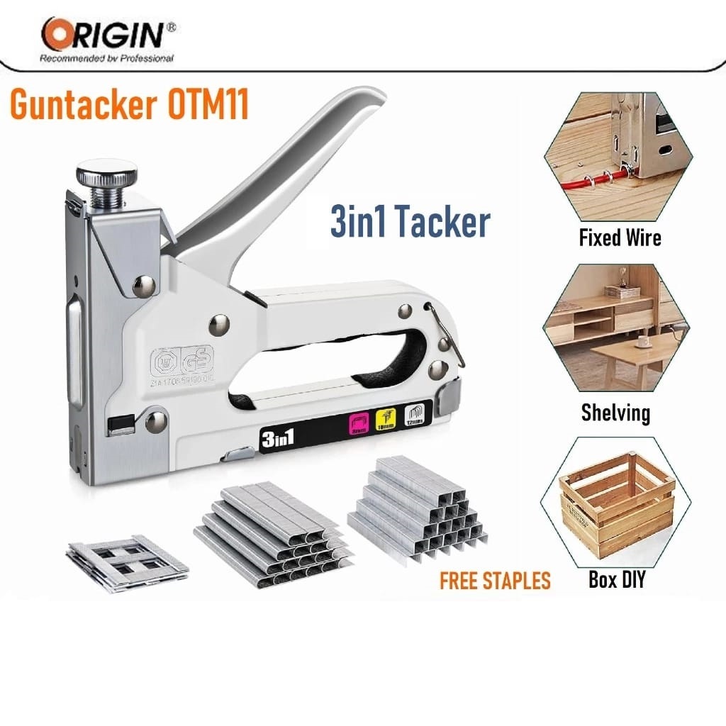 

ORIGIN OTM 11 / Stapler Tembak Kayu / Gun Tacker 3 in 1 Alat Staples dan Paku Tembak 3in1 / Staple Gun 4-14mm
