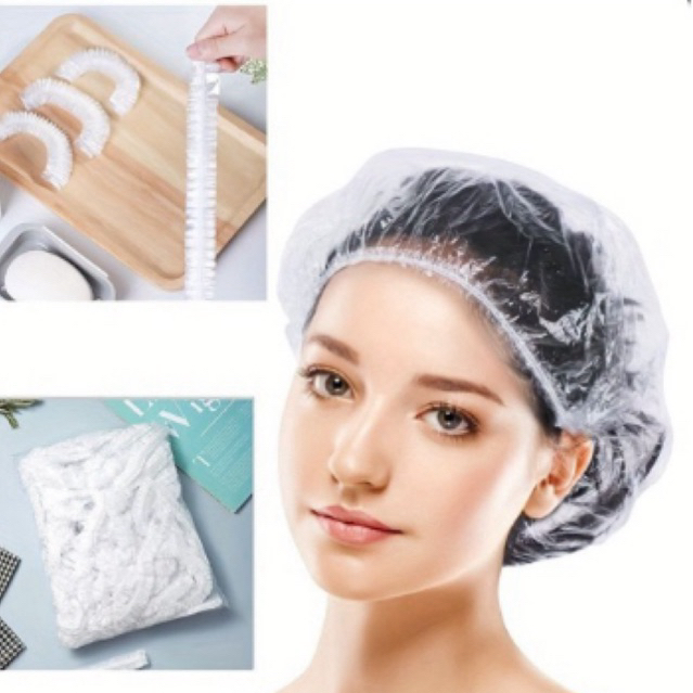 10pcs Shower Mandi Shower Cap , Penutup Kepala cap penutup kepala mandi plastik penutup kepala plast
