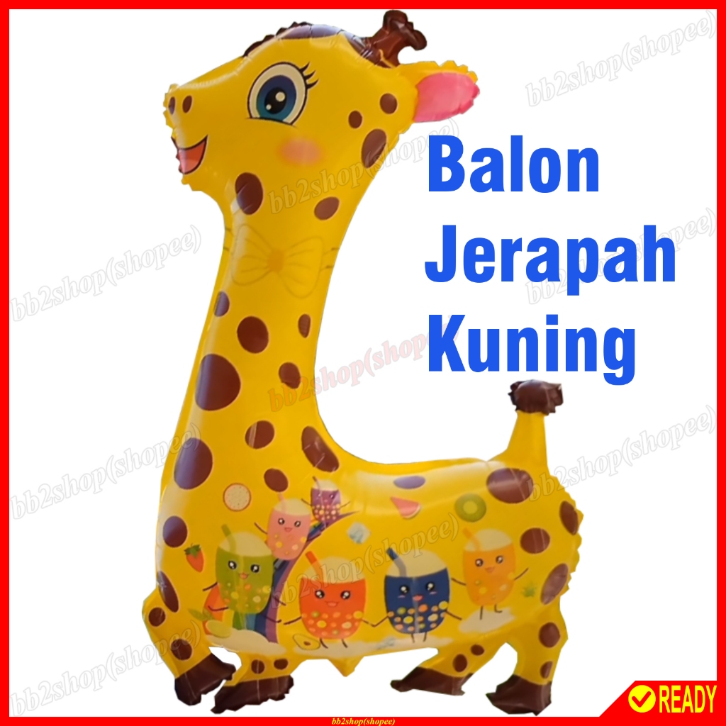 JERAPAH BALON GAS FOIL TERBANG KARAKTER GAMBAR MOTIF WARNA GIRAFFE BALLOON UDARA HEWAN LEHER PANJANG