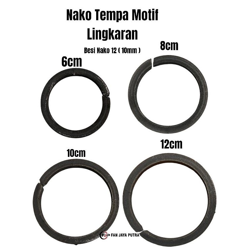 Nako Tempa Motif Lingkaran ukuran 6cm, 8cm, 10cm, dan 12 cm Besi Nako 12 ( 10mm ) | Ornamen Nako Tem
