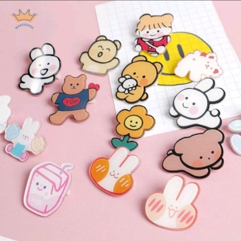 Pin Bros Akrilik Lucu Korea Karakter