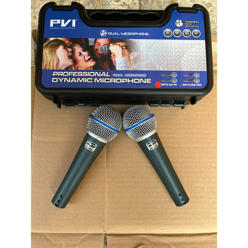 Mic Dynamic PVI Beta58 Beta 58 Koper isi 2 Mic Tanpa Saklar Original Mik Vokal Kabel BETA-58 Microph