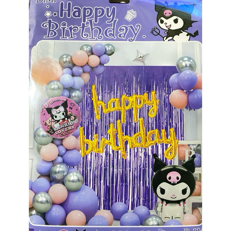 Paket Dekorasi kuromi / paket dekorasi Ulang Tahun Anak / Set Dekor Ultah Karakter / Background Ulta