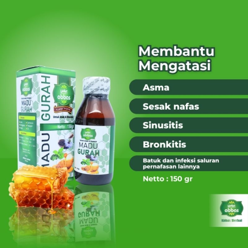

Madu gurah ABBAS Peluruh dahak atasi asma bronkitis flu batuk radang tenggorokan 150gram