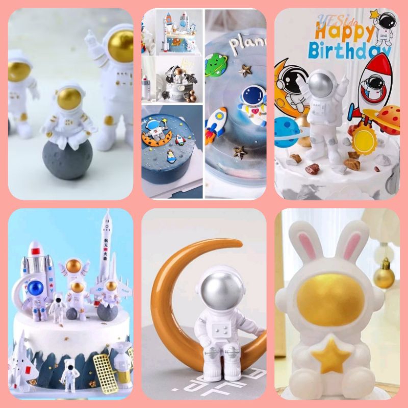 DAPAT 3 BONEKA HIASAN TOPPER DEKORASI PAJANGAN MAINAN CAKE KUE ULANG TAHUN ASTRONAUT ASTRONOT ASTRON