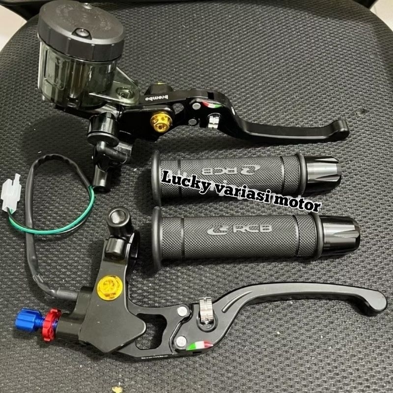 PAKET HANDLE MASTER REM RCS 98 1 TABUNG BIG SMOKE + HANDGRIP RCB HG55 + JALU STANG CNC UNIVERSAL / V