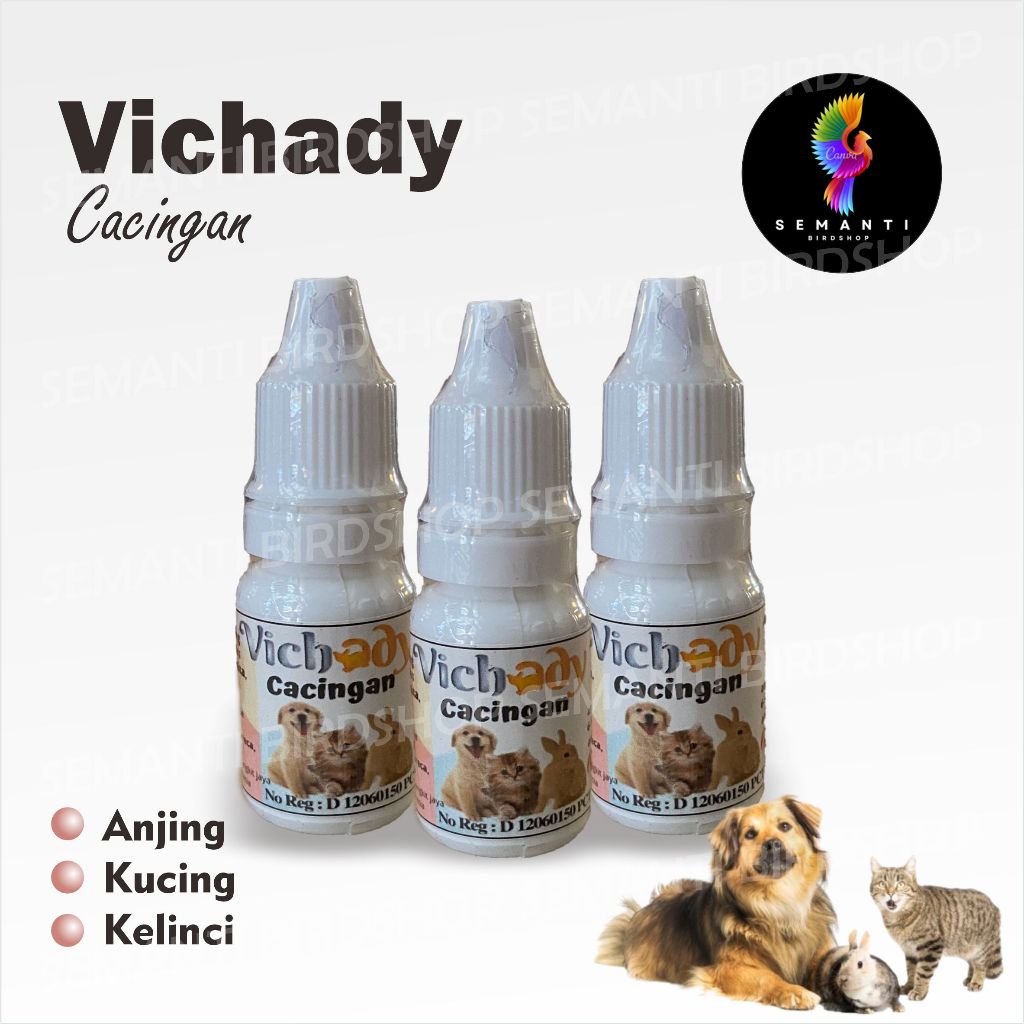 VICHADY CACINGAN 1 BOTOL OBAT KUCING ANJING SAKIT CACINGAN SEMUA JENIS CACING KURUS