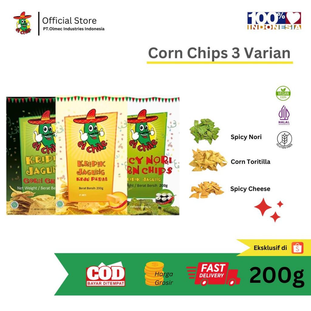 

KRIPIK JAGUNG TORTILLA | TORTILLA CHIPS | SNACK ( 200G FOR RETAIL )