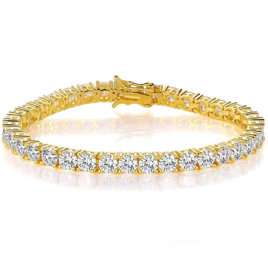 3mm/3.5mm/4mm moissanite diamond tennis Bracelet GRA certificate yellowgold plated
