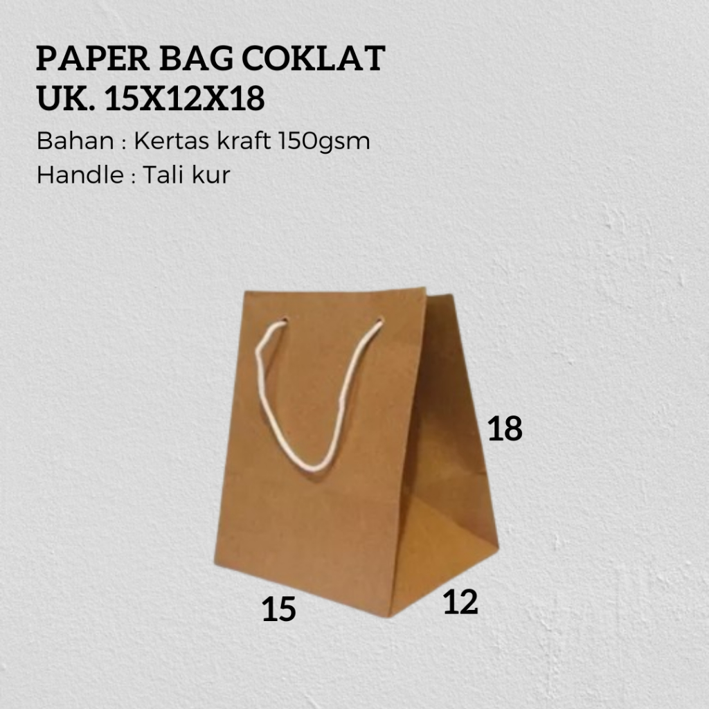 

Paper Bag Coklat 15x12x18 | Tas Kertas | Paper Bag Polos