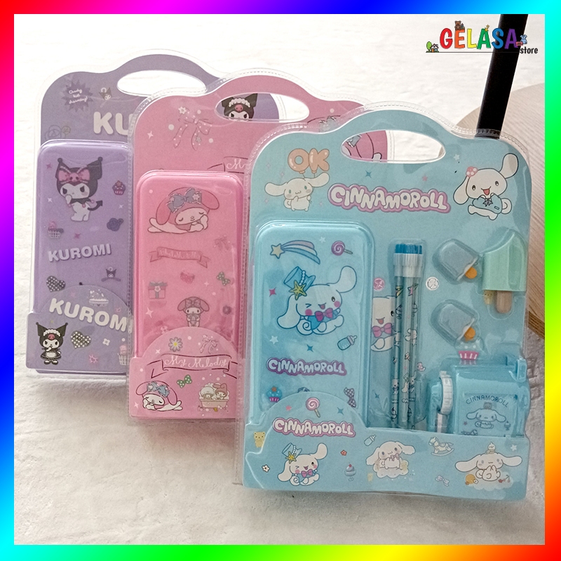

Gelasa Alat Tulis Stationery Set Cinnamoroll Kuromi Melody Gift Set 9in1 6produk