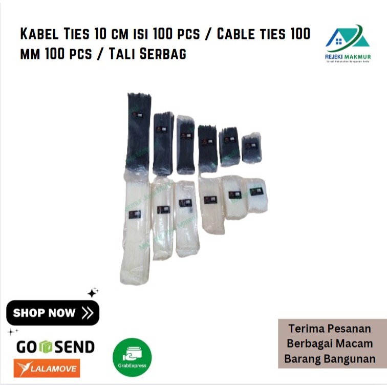 

Kabel Ties 10 cm isi 100 pcs / Cable ties 100 mm 100 pcs / Tali Serbag