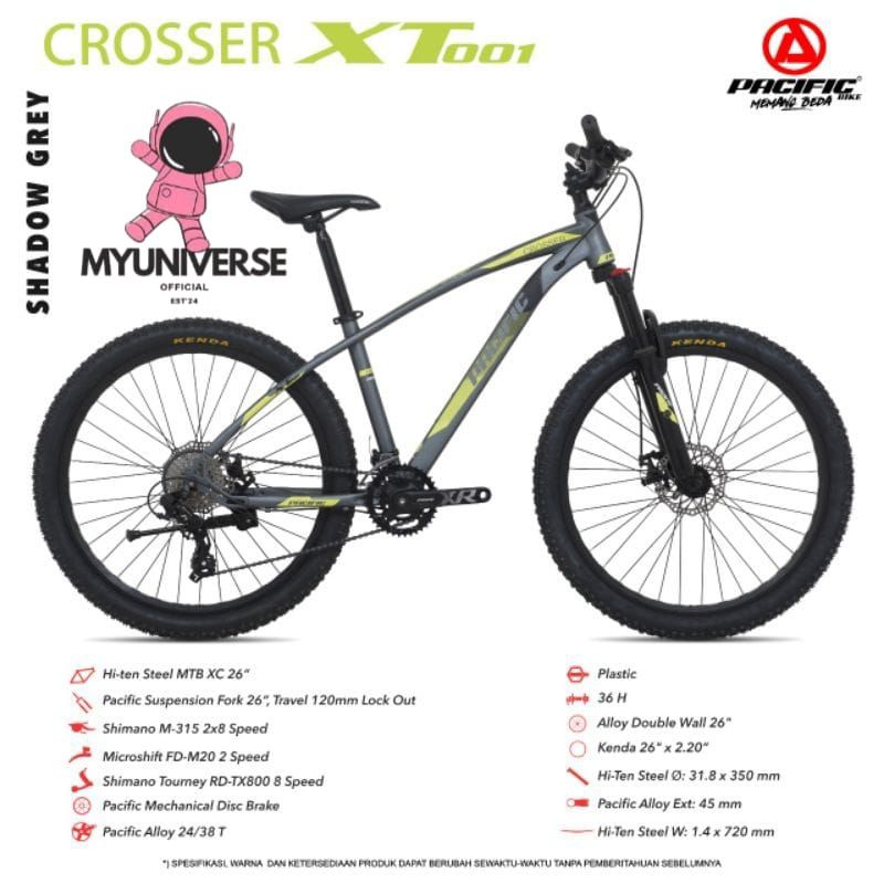 SEPEDA GUNUNG MTB 27,5 EXOTIC ET PACIFIC CROSSER XT 001 SHIMANO 16 SPEED MURAH
