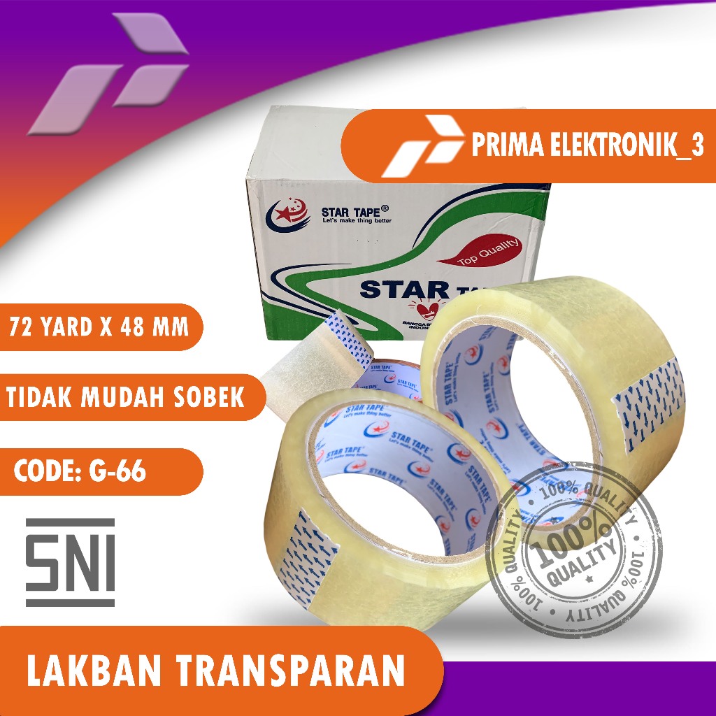 

Lakban Bening Startape 72yard X 48mm Bisa COD Bayar Di Tempat