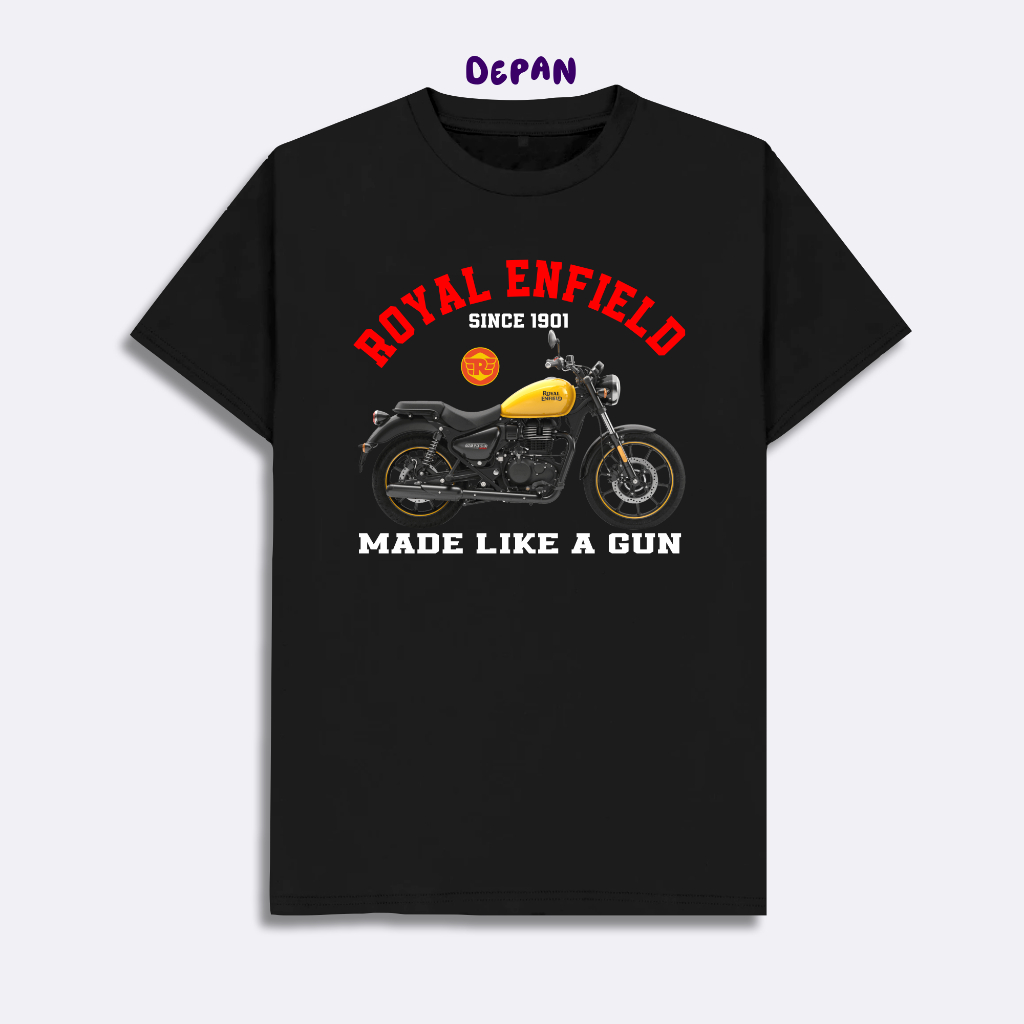 Kaos Motor Klasik Royal Enfield T-Shirt Motorcycle Royal Enfield Made Like A Gun