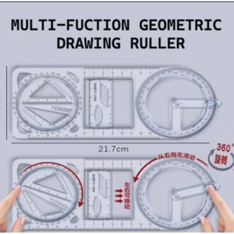 

penggaris busur derajat multifungsi,penggaris geometri,penggaris multifungsi geometri,multifunction geometric ruler,penggaris busur derajat,penggaris busur multifungsi