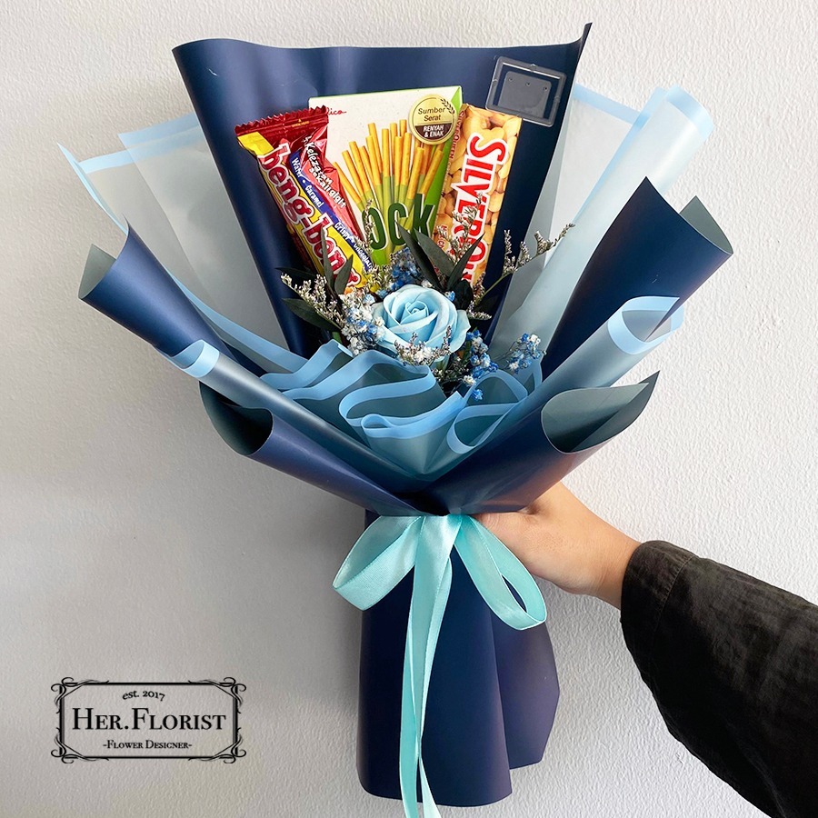 HER.FLORIST [SNACK] Single Rose | Bucket Coklat | Buket Hari Guru | Bouquet Topper | Buket Karakter