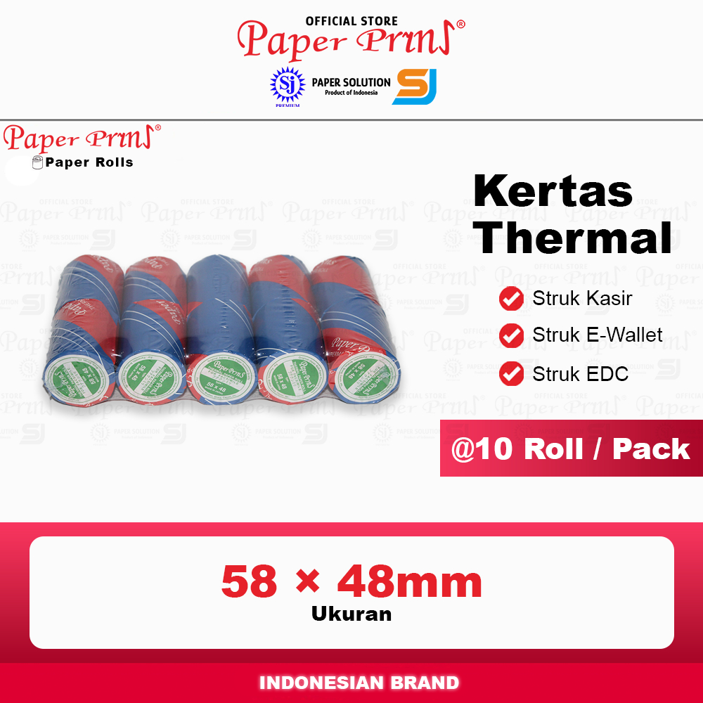 

RB6 Kertas Thermal Struk 58x48mm Paperpryns (@10 Roll)