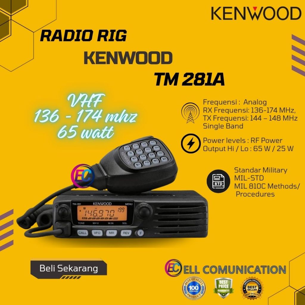 RADIO RIG KENWOOD TM-281A VHF ORIGINAL - JUAL RIG KENWOOD TM 281A MURAH