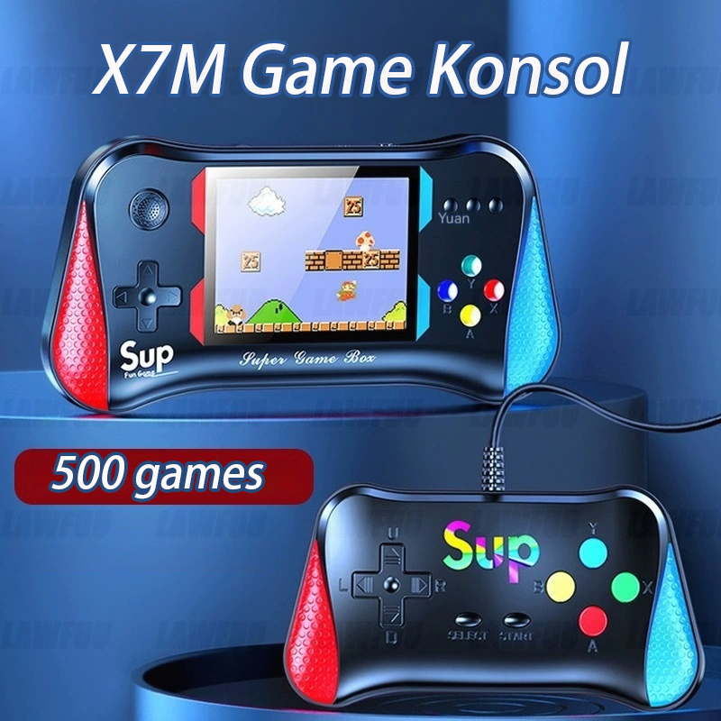 X7M Konsol Game Retro Merah Konsol Game Dua Pemain in 1 GameBoy Portable Dual Konsol Stick Konsol
