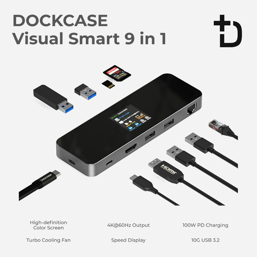 Dockcase 9 IN 1 USB-C Hub Visual Smart