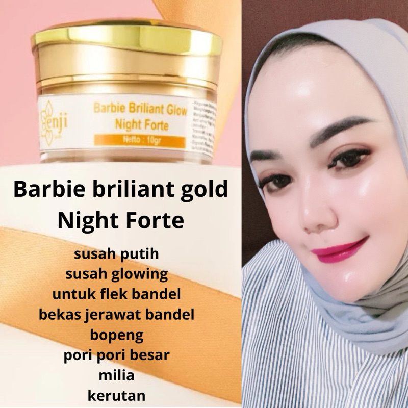 Night cream wajah berbie brilliant glow untuk kulit flek jerawat mencerahkan membuat glowing