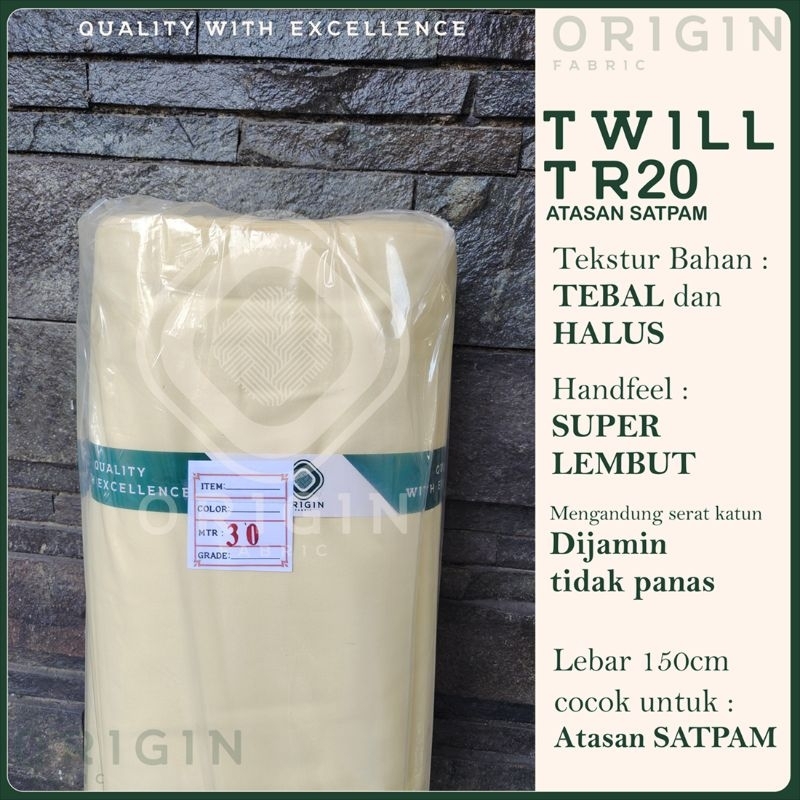 Kain Bahan Seragam Satpam Atasan Cream terbaru utk PDH PDL