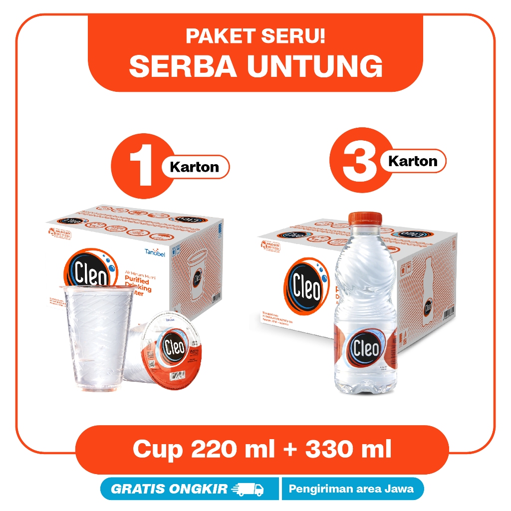 

Cleo Air Murni 330ml 3 karton + Cup 220ml