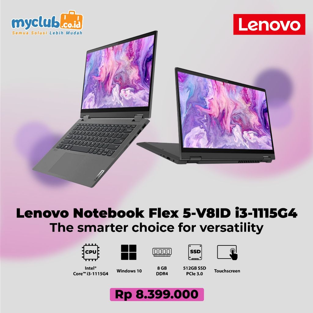Lenovo Notebook Flex 5-V8ID i3-1115G4 SSD 512GB 8GB DDR4 14″ Full HD