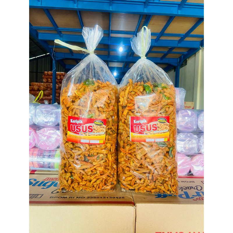 

Kripik Usus Mahkota Pedas Daunjeruk 2kg