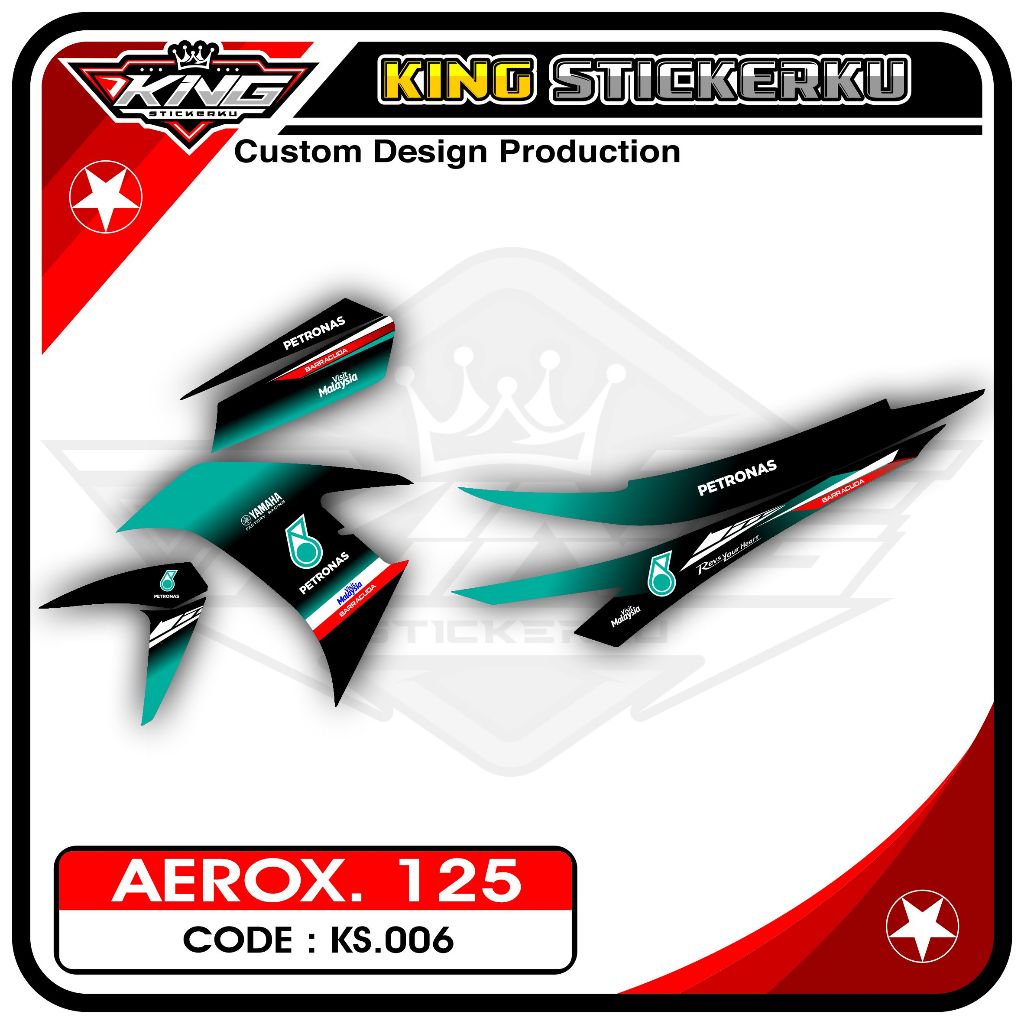 Sticker Striping List Variasi Aerox 125 - Stiker Striping Aksesoris Aerox 125 Motif Petronas. KS.06