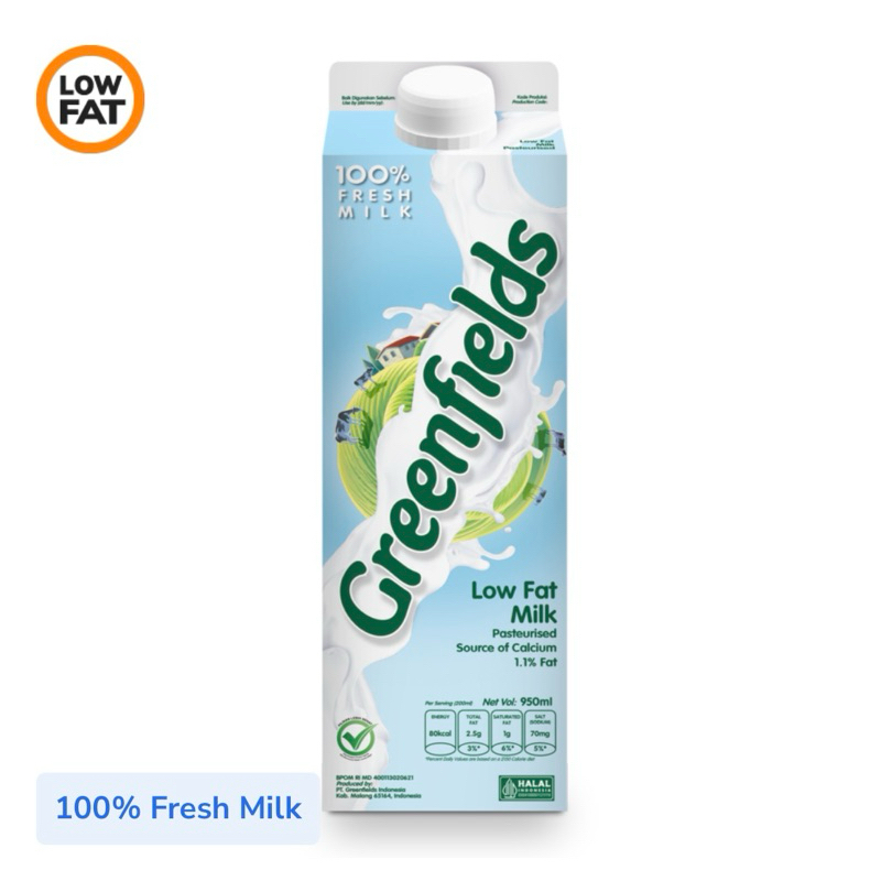

greenfields fresh milk low fat plain dan coklat
