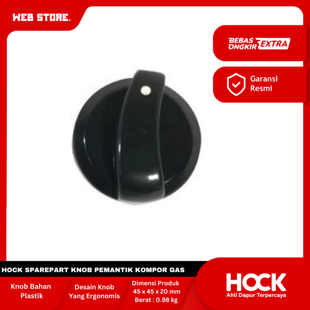 Hock Sparepart Knob Pemantik Kompor Gas Plastik Stainless Steel