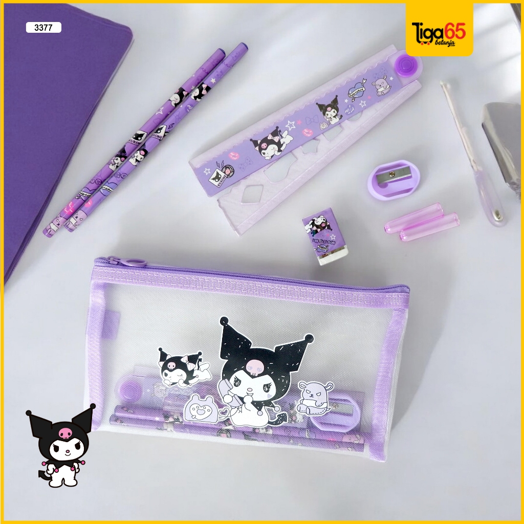 

365 Pensil Set Paket Alat Tulis Tempat Pensil Sekolah Lucu Kuromi #3377 Stationery Set Souvenir Ulang Tahun Anak