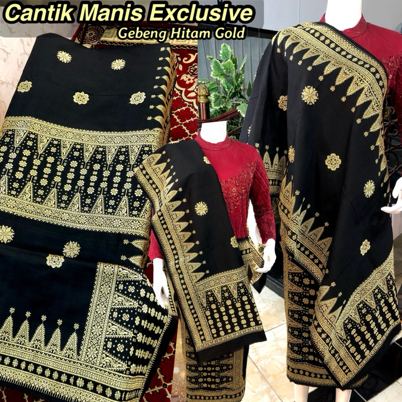 Songket Cantik Manis Exclusive Gebeng Hitam Gold /songket tenun asli palembang /ilham songket palemb