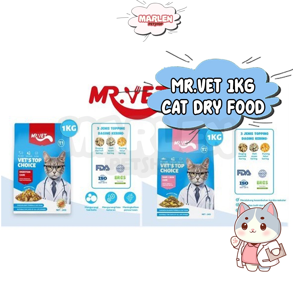Dry Cat Food Mr VET 1 Kg - Makanan Kucing Kering Premium Mr.Vet 1kg