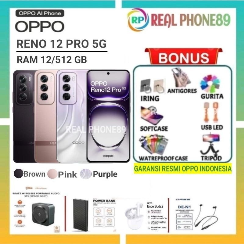 OPPO RENO 12PRO 5G RAM 12/512GB RENO 12 5G 12/256GB GARANSI RESMI OPPO INDONESIA